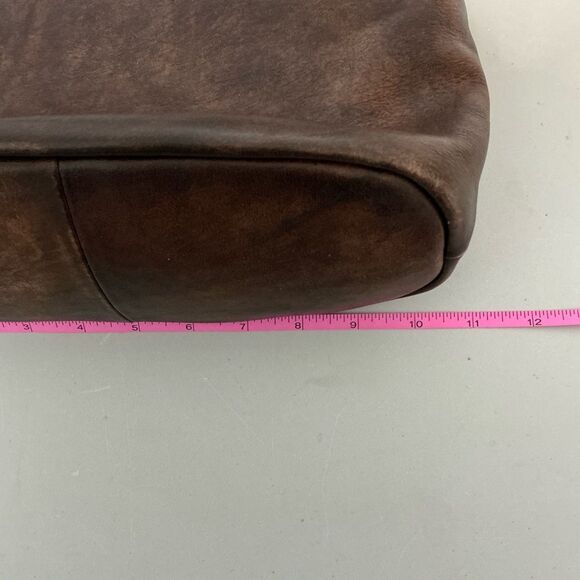 HESHE Brown Leather Shoulder Bag Multi-Pocket Handbag - Picture 7 of 8